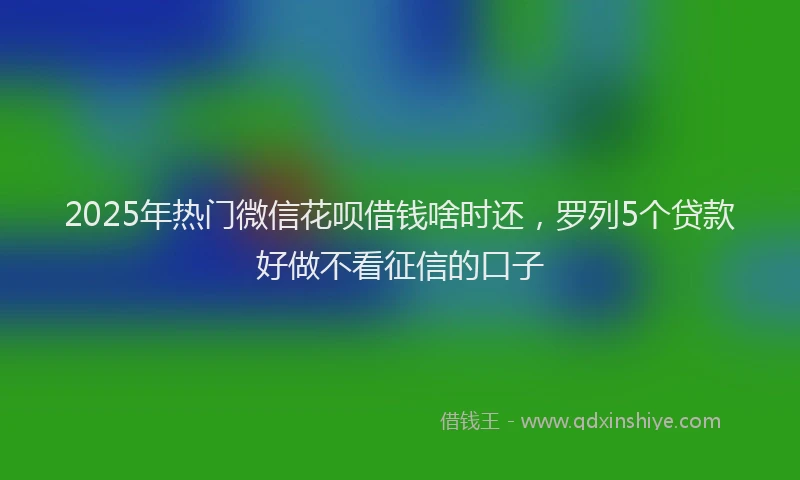 2025年热门微信花呗借钱啥时还，罗列5个贷款好做不看征信的口子