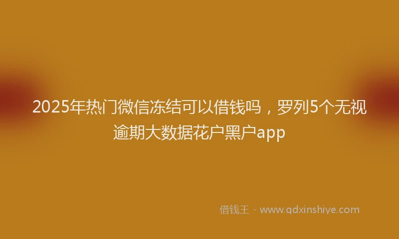 2025年热门微信冻结可以借钱吗，罗列5个无视逾期大数据花户黑户app