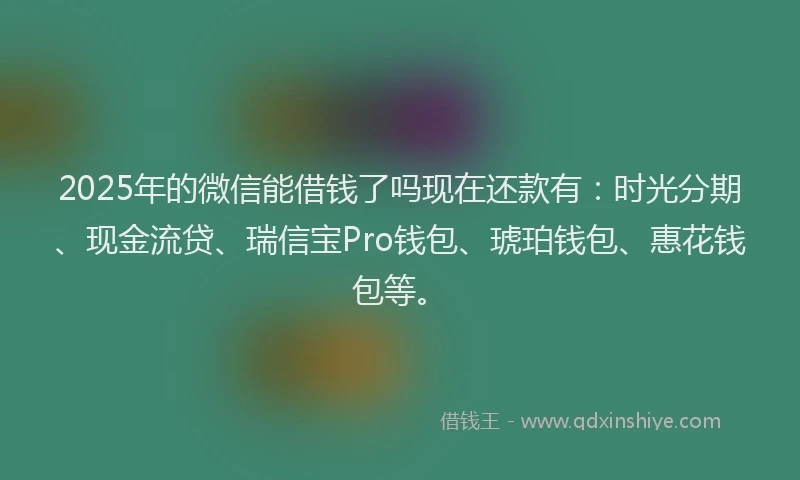 2025年的微信能借钱了吗现在还款有：时光分期、现金流贷、瑞信宝Pro钱包、琥珀钱包、惠花钱包等。