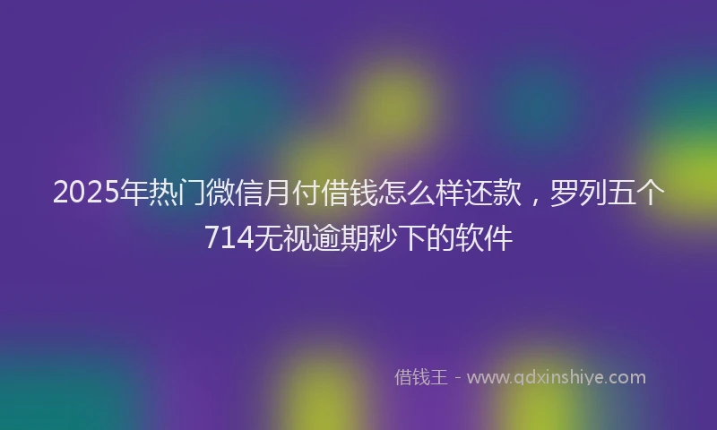 2025年热门微信月付借钱怎么样还款，罗列五个714无视逾期秒下的软件