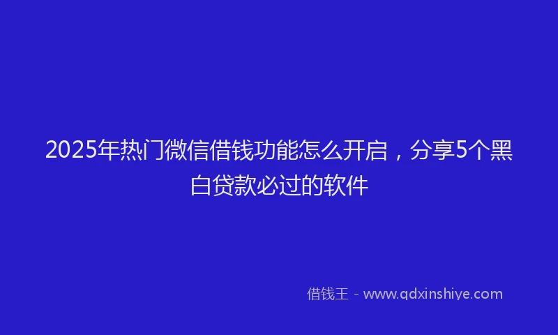 2025年热门微信借钱功能怎么开启，分享5个黑白贷款必过的软件