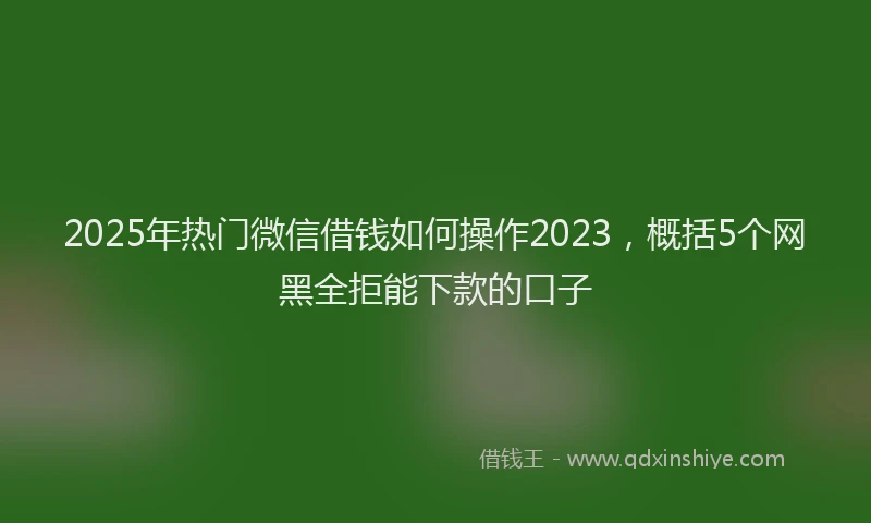 2025年热门微信借钱如何操作2023，概括5个网黑全拒能下款的口子