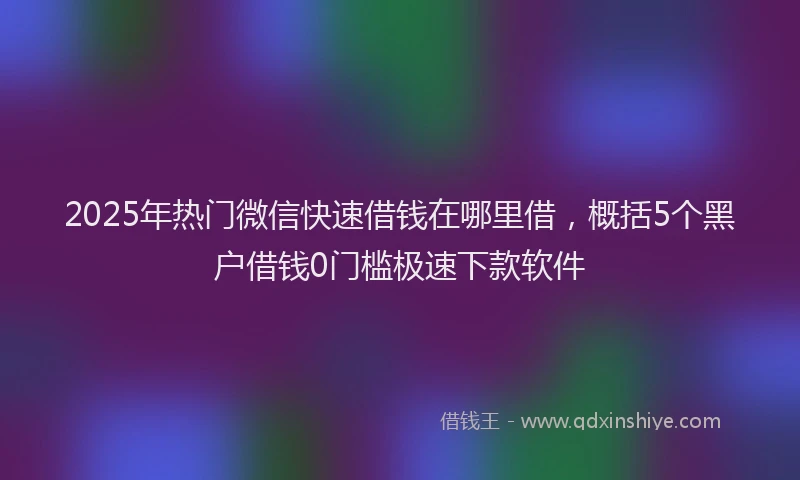 2025年热门微信快速借钱在哪里借，概括5个黑户借钱0门槛极速下款软件
