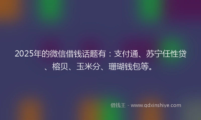 2025年的微信借钱话题有：支付通、苏宁任性贷、榕贝、玉米分、珊瑚钱包等。