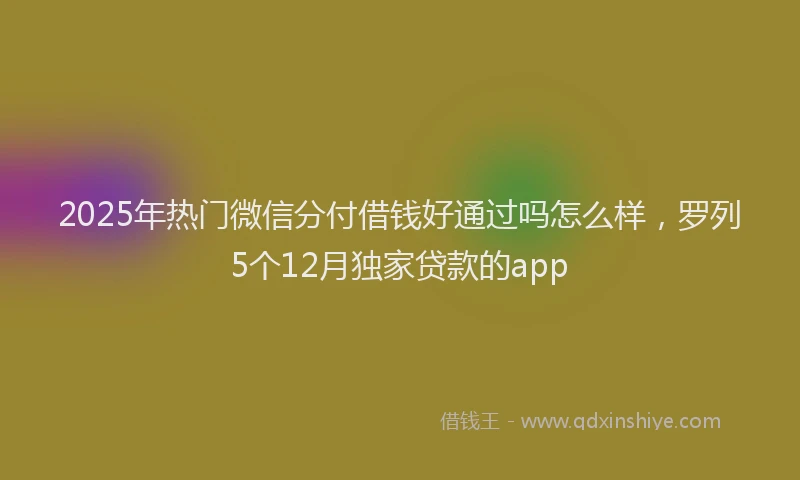 2025年热门微信分付借钱好通过吗怎么样，罗列5个12月独家贷款的app
