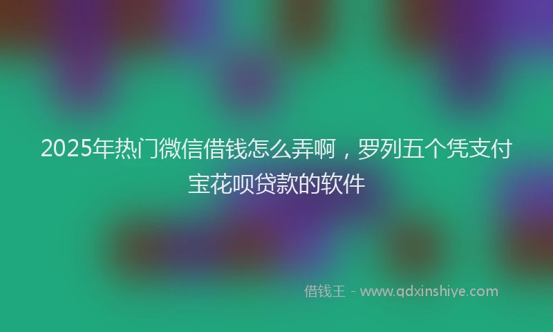 2025年热门微信借钱怎么弄啊，罗列五个凭支付宝花呗贷款的软件