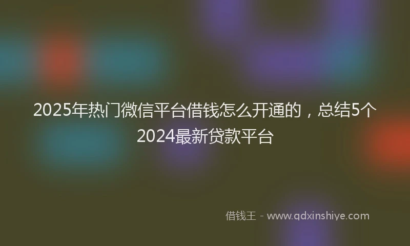 2025年热门微信平台借钱怎么开通的，总结5个2024最新贷款平台