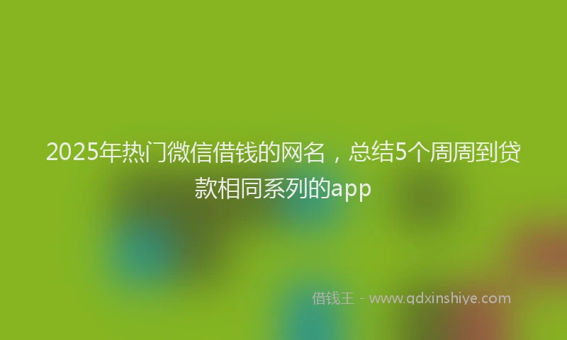 2025年热门微信借钱的网名，总结5个周周到贷款相同系列的app