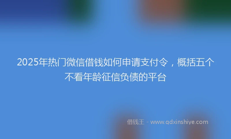 2025年热门微信借钱如何申请支付令，概括五个不看年龄征信负债的平台