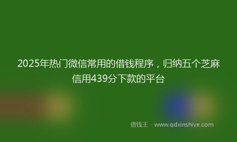 2025年热门微信常用的借钱程序，归纳五个芝麻信用439分下款的平台