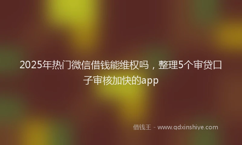 2025年热门微信借钱能维权吗，整理5个审贷口子审核加快的app