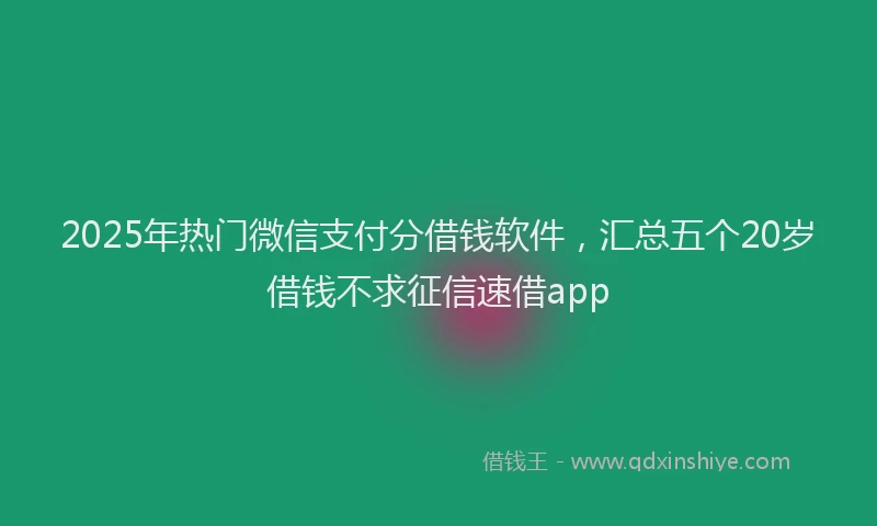 2025年热门微信支付分借钱软件，汇总五个20岁借钱不求征信速借app
