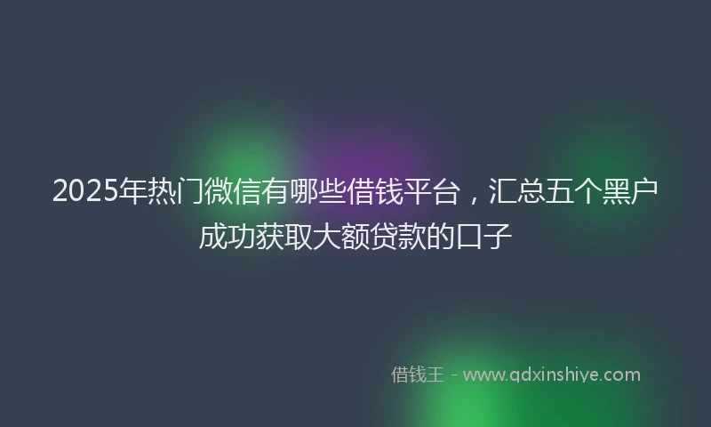 2025年热门微信有哪些借钱平台，汇总五个黑户成功获取大额贷款的口子