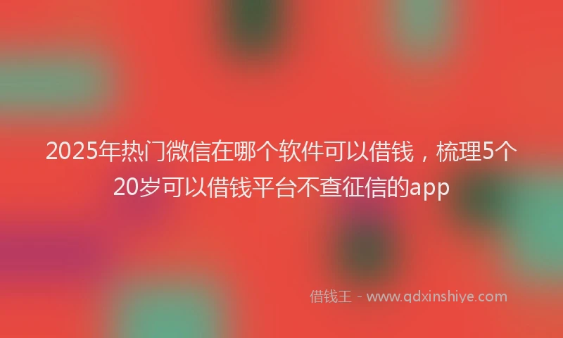 2025年热门微信在哪个软件可以借钱，梳理5个20岁可以借钱平台不查征信的app