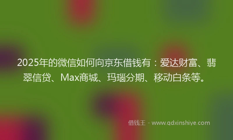2025年的微信如何向京东借钱有：爱达财富、翡翠信贷、Max商城、玛瑙分期、移动白条等。