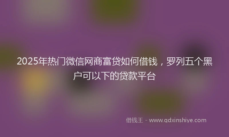 2025年热门微信网商富贷如何借钱，罗列五个黑户可以下的贷款平台