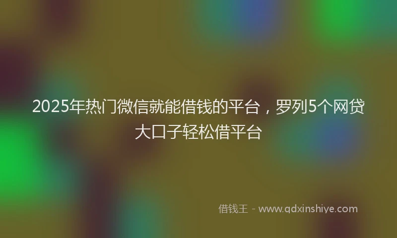 2025年热门微信就能借钱的平台，罗列5个网贷大口子轻松借平台