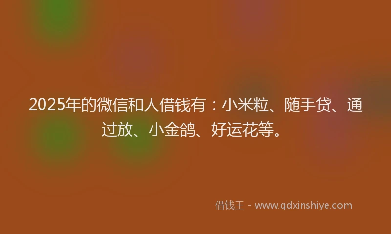 2025年的微信和人借钱有：小米粒、随手贷、通过放、小金鸽、好运花等。