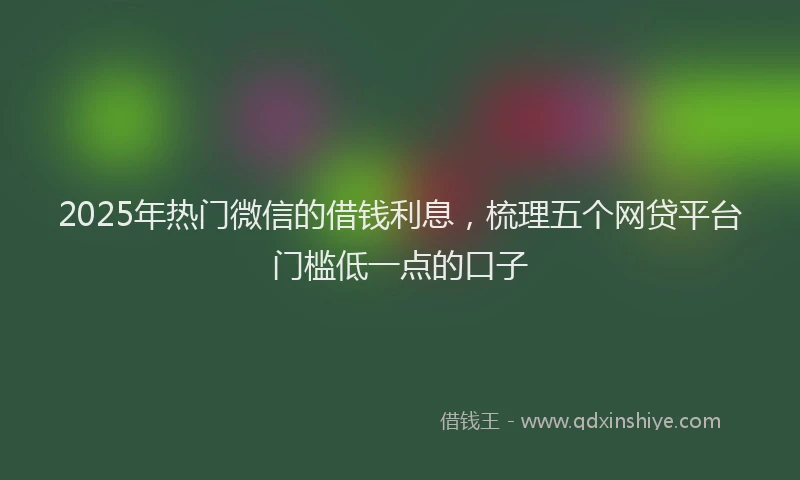 2025年热门微信的借钱利息，梳理五个网贷平台门槛低一点的口子