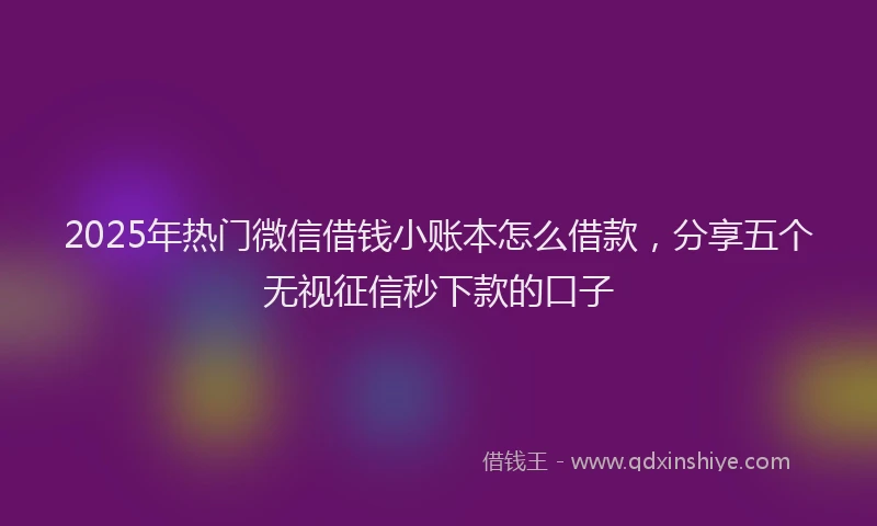 2025年热门微信借钱小账本怎么借款，分享五个无视征信秒下款的口子