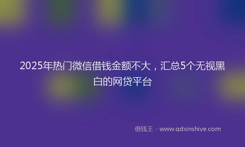 2025年热门微信借钱金额不大，汇总5个无视黑白的网贷平台