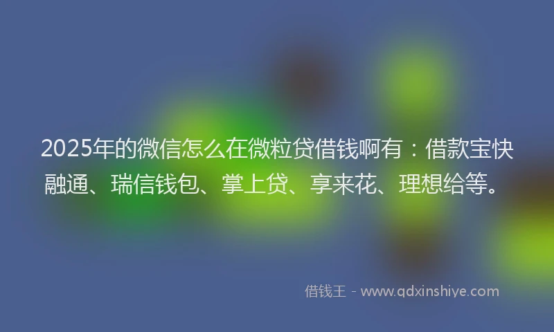 2025年的微信怎么在微粒贷借钱啊有：借款宝快融通、瑞信钱包、掌上贷、享来花、理想给等。