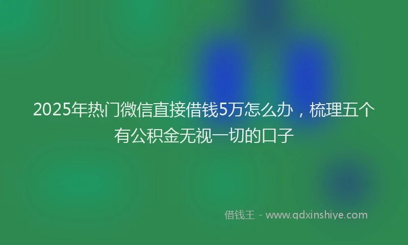 2025年热门微信直接借钱5万怎么办，梳理五个有公积金无视一切的口子