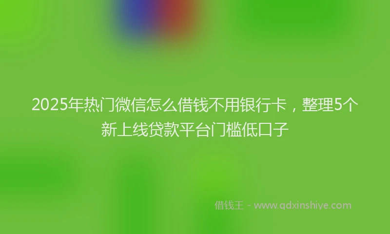2025年热门微信怎么借钱不用银行卡，整理5个新上线贷款平台门槛低口子