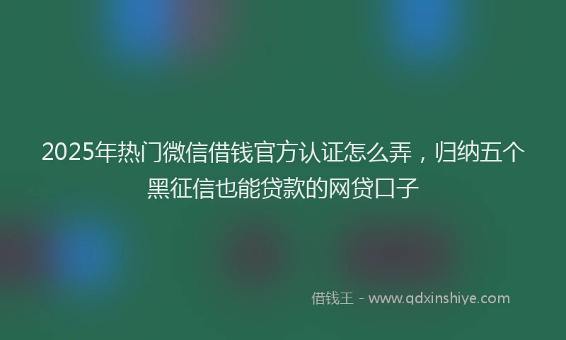 2025年热门微信借钱官方认证怎么弄，归纳五个黑征信也能贷款的网贷口子