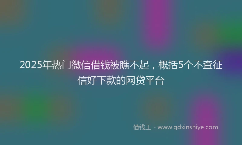 2025年热门微信借钱被瞧不起，概括5个不查征信好下款的网贷平台