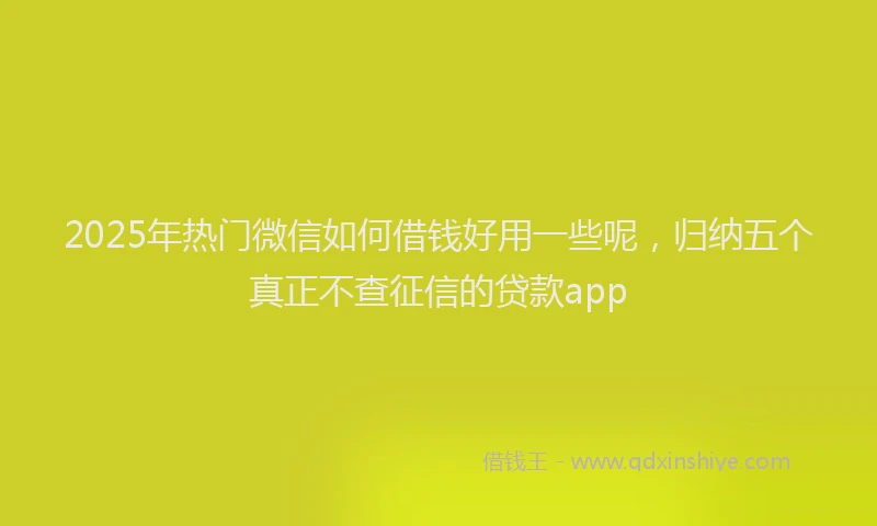 2025年热门微信如何借钱好用一些呢，归纳五个真正不查征信的贷款app
