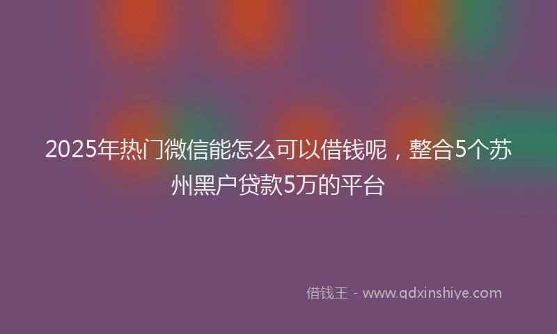 2025年热门微信能怎么可以借钱呢，整合5个苏州黑户贷款5万的平台