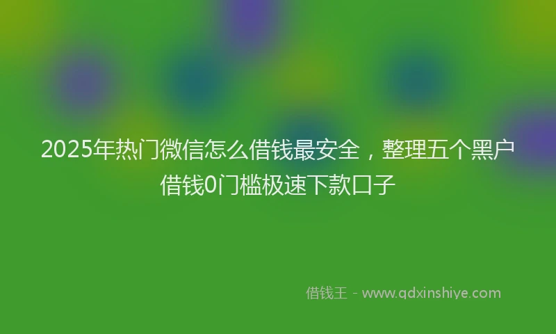 2025年热门微信怎么借钱最安全，整理五个黑户借钱0门槛极速下款口子