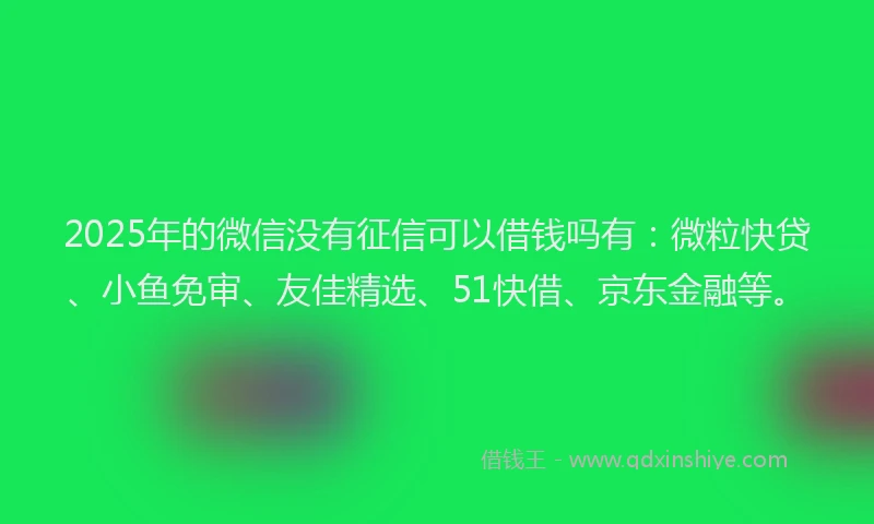 2025年的微信没有征信可以借钱吗有：微粒快贷、小鱼免审、友佳精选、51快借、京东金融等。