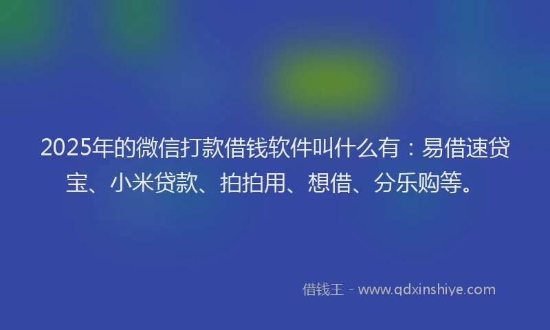 2025年的微信打款借钱软件叫什么有：易借速贷宝、小米贷款、拍拍用、想借、分乐购等。