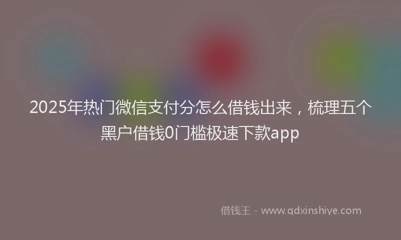2025年热门微信支付分怎么借钱出来，梳理五个黑户借钱0门槛极速下款app