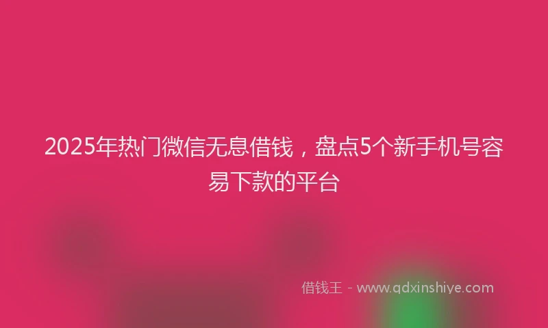 2025年热门微信无息借钱，盘点5个新手机号容易下款的平台