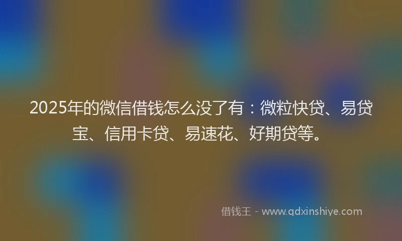 2025年的微信借钱怎么没了有：微粒快贷、易贷宝、信用卡贷、易速花、好期贷等。