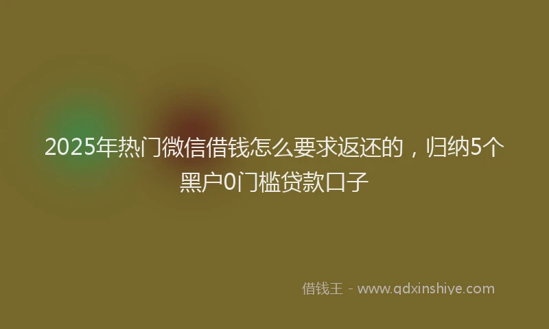 2025年热门微信借钱怎么要求返还的，归纳5个黑户0门槛贷款口子