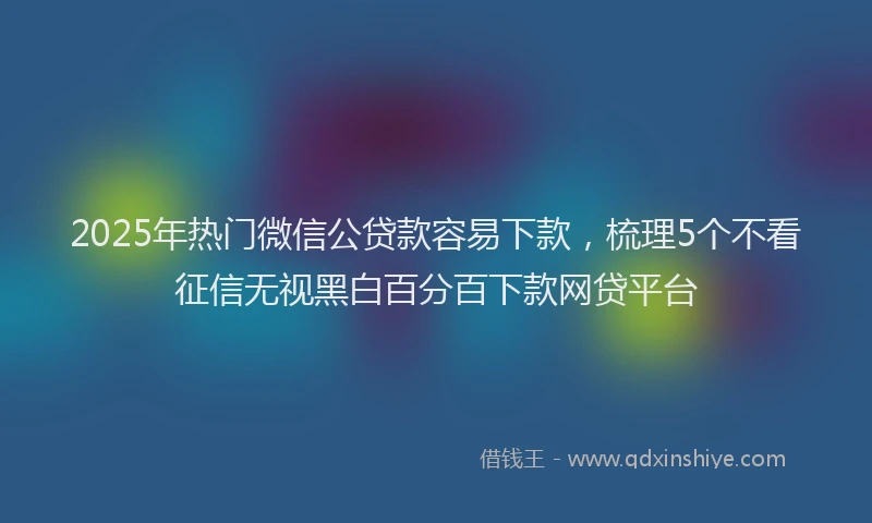 2025年热门微信公贷款容易下款，梳理5个不看征信无视黑白百分百下款网贷平台