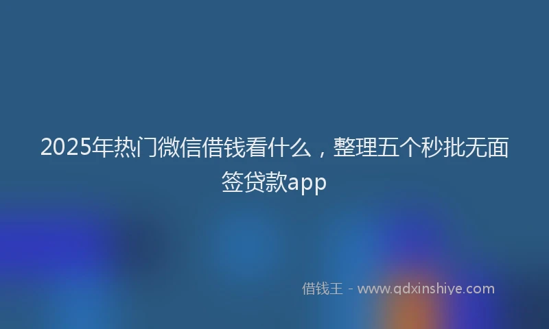 2025年热门微信借钱看什么，整理五个秒批无面签贷款app