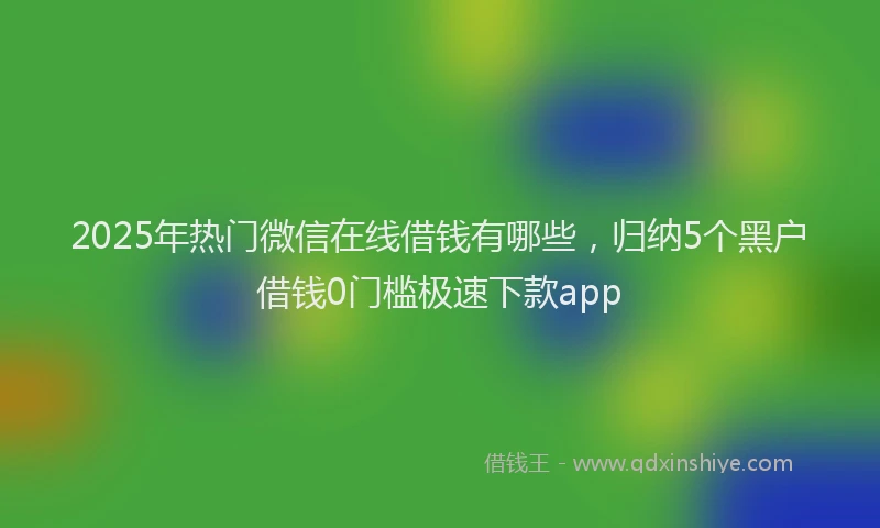2025年热门微信在线借钱有哪些，归纳5个黑户借钱0门槛极速下款app