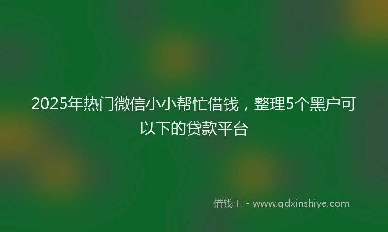 2025年热门微信小小帮忙借钱，整理5个黑户可以下的贷款平台