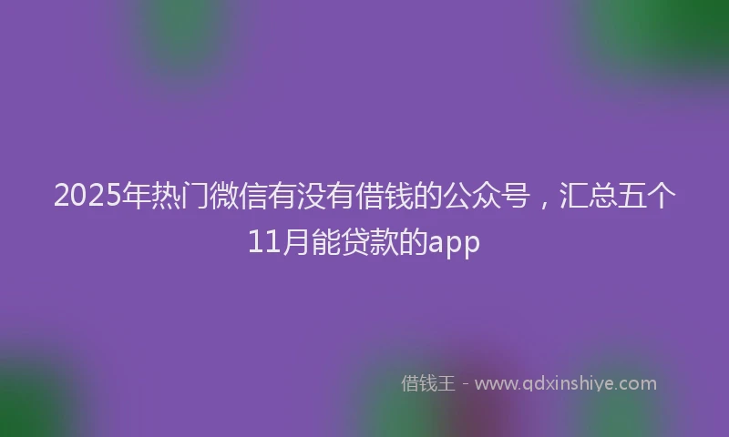 2025年热门微信有没有借钱的公众号，汇总五个11月能贷款的app