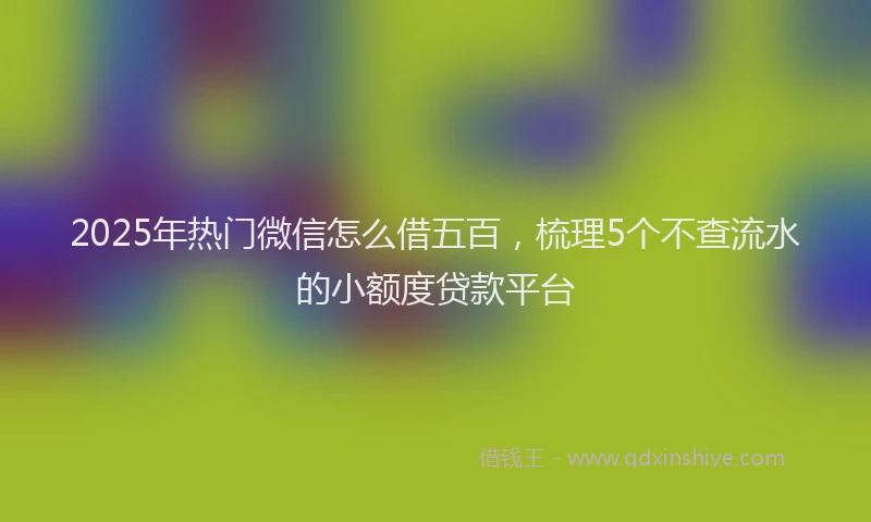 2025年热门微信怎么借五百，梳理5个不查流水的小额度贷款平台
