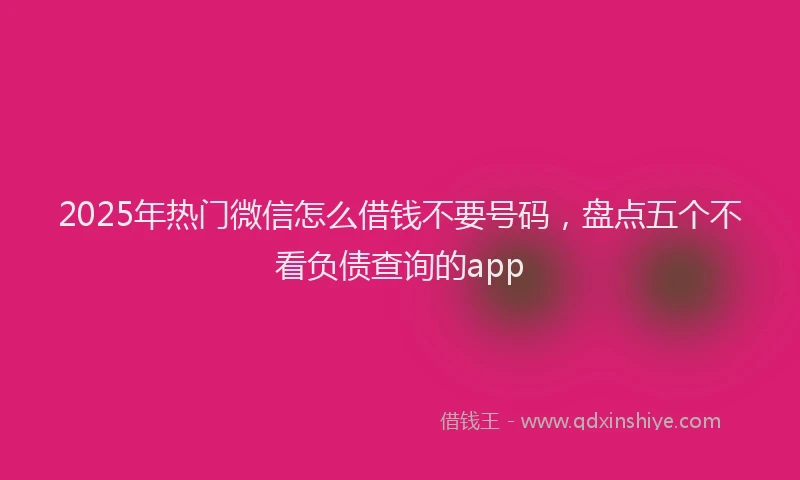 2025年热门微信怎么借钱不要号码，盘点五个不看负债查询的app