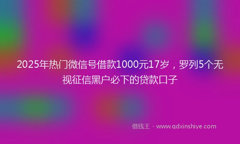 2025年热门微信号借款1000元17岁，罗列5个无视征信黑户必下的贷款口子