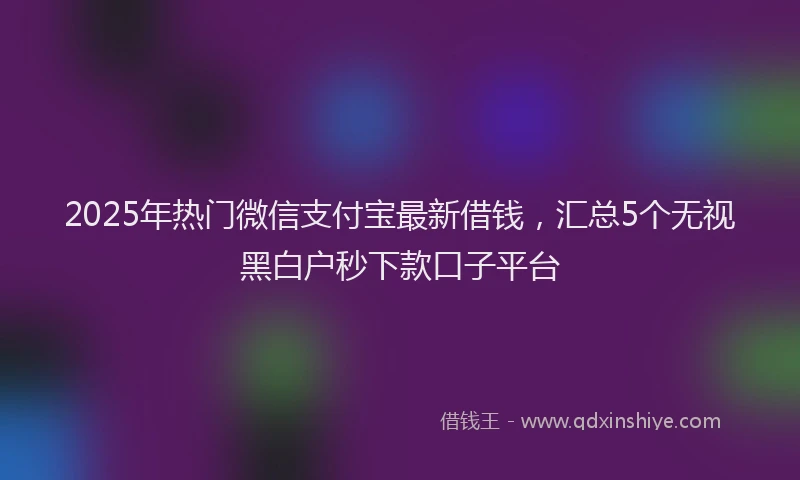 2025年热门微信支付宝最新借钱，汇总5个无视黑白户秒下款口子平台