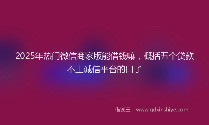 2025年热门微信商家版能借钱嘛，概括五个贷款不上诚信平台的口子