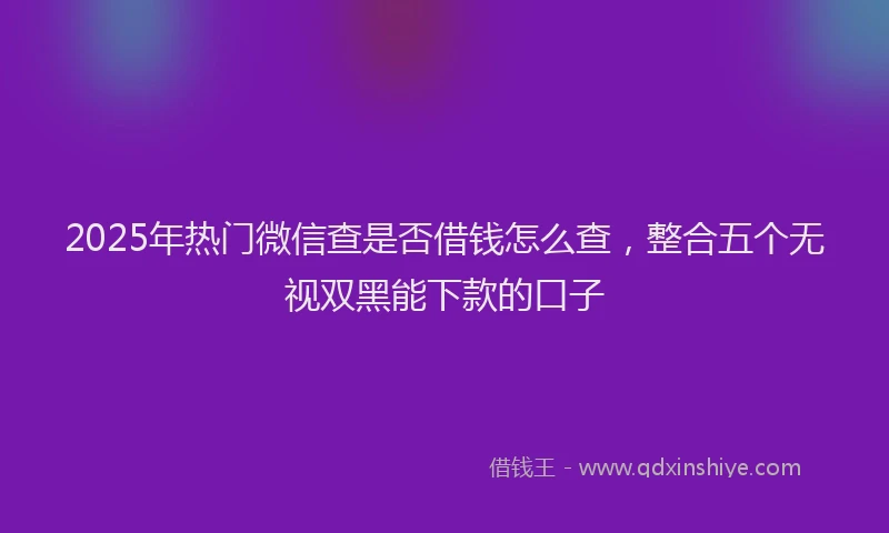 2025年热门微信查是否借钱怎么查，整合五个无视双黑能下款的口子